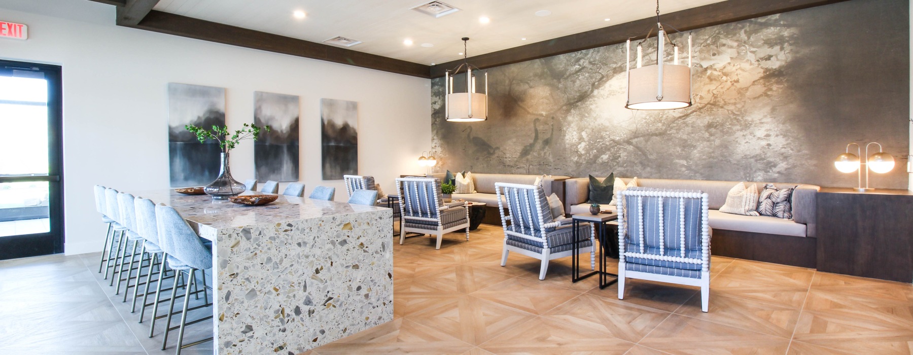 a spacious resident lounge with ample seating